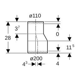 Geberit PE Reduktion exzentrisch, lang, d 200mm, d1 110mm... GEBERIT-370584165 4025416077091 (Abb. 1)
