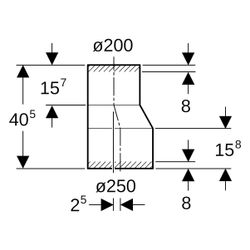 Geberit PE Reduktion exzentrisch, DN 250/200, 405mm, PE-HD, Schwarz, 371596161... GEBERIT-371596161 4025416036265 (Abb. 1)