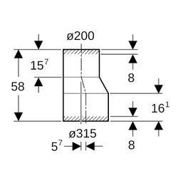 Geberit PE Reduktion exzentrisch, lang, d 315mm, d1 200mm... GEBERIT-372596161 4025416036753 (Abb. 1)