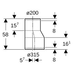 Geberit PE Reduktion exzentrisch, 315x200mm, PE-HD, Schwarz, 372596161... GEBERIT-372596161 4025416036753 (Abb. 1)