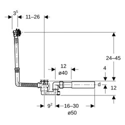 Geberit Badewannenablauf mit Ventilstopfen, mit Fertigbauset Hochglanz verchromt, Au... GEBERIT-150017006 4025410568212 (Abb. 1)