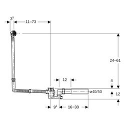 Geberit Badewannenablauf mit Drehbetätigung, Länge 73cm Außendurchmesser 40/50mm... GEBERIT-150505006 4025410567536 (Abb. 1)