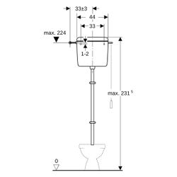 Geberit Aufputz 127 Aufputzspülkasten 1-Mengen-Spülung, Wasseranschluss seitlich, mi... GEBERIT-127052111 4025416099154 (Abb. 1)