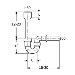 Geberit Siphon Rohrbogengeruchsverschluss für Ausgussbecken, Wandrosette, Abgang hor... GEBERIT-152701111 4025416000976 (Abb. 1)