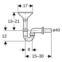 Geberit Rohrbogengeruchsverschluss für Geräte, mit Trichter oval Außendurchmesser 40... GEBERIT-152392111 4025416018568 (Abb. 1)