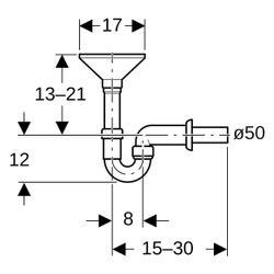 Geberit Rohrbogengeruchsverschluss für Geräte, mit Trichter oval Außendurchmesser 50... GEBERIT-152393111 4025416018575 (Abb. 1)