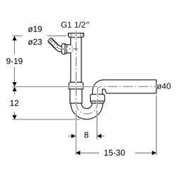 Geberit Siphon Rohrbogengeruchsverschluss für Spülbecken, Winkelschlauchtülle Abgang... GEBERIT-152713111 4025416001058 (Abb. 1)