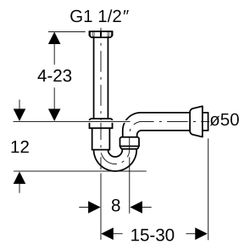 Geberit Siphon Rohrbogengeruchsverschluss für Spülbecken, Abgang horizontal Außendur... GEBERIT-152741111 4025416021421 (Abb. 1)