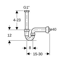 Geberit Siphon Rohrbogengeruchsverschluss für Spülbecken, Abgang horizontal Außendur... GEBERIT-152742111 4025416021438 (Abb. 1)
