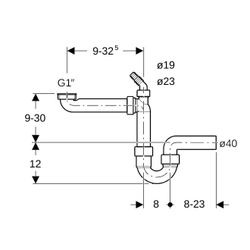 Geberit Rohrbogengeruchsverschluss für Spülbecken Raumspar-Siphon, Winkelschlauchtül... GEBERIT-152885111 4025416001072 (Abb. 1)