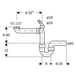 Geberit Rohrbogengeruchsverschluss für Spülbecken Raumspar-Siphon, Winkelschlauchtül... GEBERIT-152885111 4025416001072 (Abb. 1)