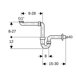 Geberit Rohrbogengeruchsverschluss für Waschbecken, Raumspar-Siphon, Abgang horizont... GEBERIT-151107111 4025416016397 (Abb. 1)