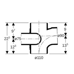 Geberit Silent db20 Schachtbogenabzweig 88,5 Grad rechts, d 110mm, d1 90mm, d2 75mm... GEBERIT-310871141 4025416171263 (Abb. 1)