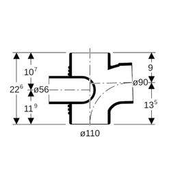 Geberit Silent db20 Schachtbogenabzweig 88,5 Grad rechts, 110x90x56mm... GEBERIT-310875141 4025410100535 (Abb. 1)