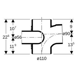 Geberit Silent db20 Schachtbogenabzweig 88,5 Grad rechts, 110x90x56mm, 310875141... GEBERIT-310875141 4025410100535 (Abb. 1)