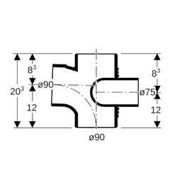 Geberit Silent db20 Schachtbogenabzweig 88,5 Grad links d 90mm, d1 90mm, d2 75mm... GEBERIT-308872141 4025416860877 (Abb. 1)