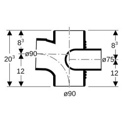 Geberit Silent db20 Schachtbogenabzweig 88,5 Grad links D 90mm, D1 90mm, D2 75mm... GEBERIT-308872141 4025416860877 (Abb. 1)