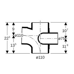 Geberit Silent db20 Schachtbogenabzweig 88,5 Grad links d 110mm, d1 110mm, d2 75mm... GEBERIT-310172141 4025416171256 (Abb. 1)