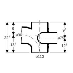Geberit Silent db20 Schachtbogenabzweig 88,5 Grad links, d 110mm, d1 90mm, d2 75mm... GEBERIT-310872141 4025416171270 (Abb. 1)