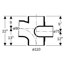 Geberit Silent db20 Schachtbogenabzweig 88,5 Grad links, D 110mm, D1 90mm, D2 75mm... GEBERIT-310872141 4025416171270 (Abb. 1)
