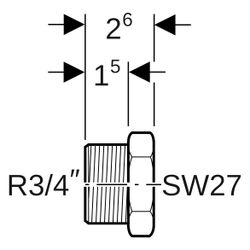 Geberit Stopfen, R 3/4", 27mm, Rotguss, Schwarz, 602480001... GEBERIT-602480001 4025416042488 (Abb. 1)