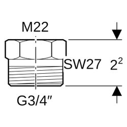 Geberit Übergang Eurokonus, mit Innengewinde CW617N, G 3/4", M 22mm, 641522001... GEBERIT-641522001 4025416128304 (Abb. 1)