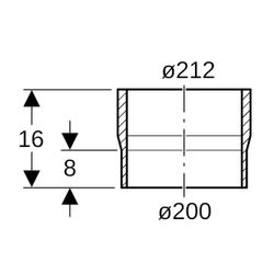 Geberit PE Übergangsstutzen auf Guss Außendurchmesser 200mm, d1 212mm... GEBERIT-370738161 4025416035787 (Abb. 1)
