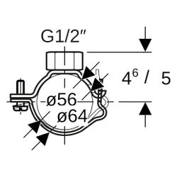 Geberit Rohrschelle mit Gewindemuffe G 1/2", verstellbar ID 56mm, di1 64mm... GEBERIT-363841002 4025416025702 (Abb. 1)