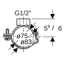 Geberit Rohrschelle mit Gewindemuffe Rohrgewinde 1/2 verstellbar d75/83... GEBERIT-365841002 4025416028369 (Abb. 1)