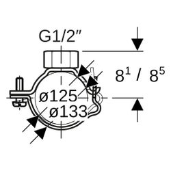 Geberit Rohrschelle mit Gewindemuffe Rohrgewinde 1/2 verstellbar d125/133... GEBERIT-368841002 4025416034285 (Abb. 1)