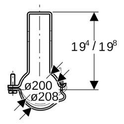 Geberit Pluvia Rohrschelle verstellbar, mit Sicherungsbügel ID 200mm, di1 208mm, DN ... GEBERIT-370861261 4025416646259 (Abb. 1)