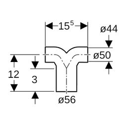 Geberit PE Doppelanschlussbogen 90 Grad für Manschette Außendurchmesser 56mm... GEBERIT-363472161 4025416024767 (Abb. 1)