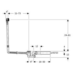 Geberit Badewannenablauf mit Drehbetätigung, Zulauf, Länge 73cm Außendurchmesser 40/... GEBERIT-150701006 4025410568359 (Abb. 1)