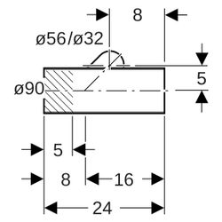 Geberit Silent db20 Abzweig 90 Grad für Apparateanschluss, links D 90mm, D1 56mm, ID... GEBERIT-308051141 4025416144311 (Abb. 1)