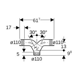 Geberit PE Hosenabzweig 2x90 Grad mit langen Schenkeln d 110mm, d1 110mm... GEBERIT-367458161 4025416031482 (Abb. 1)