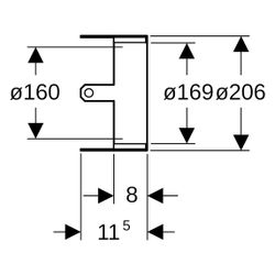 Geberit Rohrschott 90 Plus EN, DN 150, 160mm, Edelstahl, 348335002... GEBERIT-348335002 4025410904492 (Abb. 1)