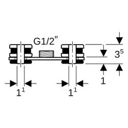 Geberit Grundplatte, rechteckig, Zweiloch, G 1/2", 12x4x3,5cm, 359146261... GEBERIT-359146261 4025416438823 (Abb. 1)
