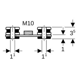 Geberit Set Grundplatte rechteckig, Zweiloch, mit Gewindemuffe M10, 359145261... GEBERIT-359145261 4025416061151 (Abb. 1)