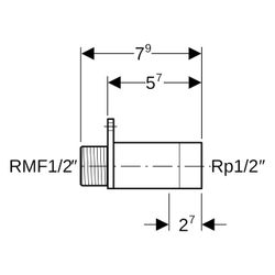 Geberit Anschluss gerade mit Außengewinde MF 1/2", RMF 1/2", Rp 1/2", L 5,7cm, Rotgu... GEBERIT-602283001 4025416509394 (Abb. 1)