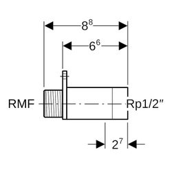 Geberit Anschluss gerade mit Außengewinde MF 1/2", RMF 1/2″, Rp 1/2″, L 6,6cm, Rotgu... GEBERIT-602269001 4025410900586 (Abb. 1)