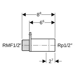 Geberit Anschluss gerade mit Außengewinde MF 1/2", RMF 1/2", Rp 1/2", L 6,6cm, Rotgu... GEBERIT-602269001 4025410900586 (Abb. 1)
