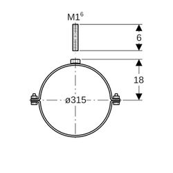 Geberit Pluvia Rohrschelle mit Muffe M16 18x3cm, di 315mm, DN 300... GEBERIT-372862001 4025416504610 (Abb. 1)