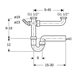 Geberit Siphon Rohrbogengeruchsverschluss für 2 Spülbecken Winkelschlauchtülle extra... GEBERIT-152597111 4025416019107 (Abb. 1)