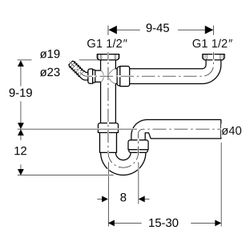 Geberit Siphon Rohrbogengeruchsverschluss für 2 Spülbecken Winkelschlauchtülle extra... GEBERIT-152597111 4025416019107 (Abb. 1)