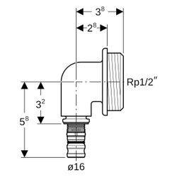 Geberit Mepla Anschlusswinkel 90 Grad für UP-Spülkasten, D 16mm, Rp 1/2", Rotguss bl... GEBERIT-601276005 4025416687160 (Abb. 1)