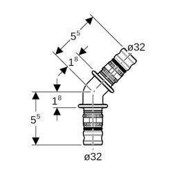 Geberit Mepla Winkel 45 Grad, PVDF, d 32mm... GEBERIT-624245005 4025416678298 (Abb. 1)