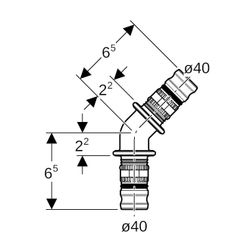 Geberit Mepla Winkel 45 Grad, PVDF, d 40mm... GEBERIT-625245005 4025416678502 (Abb. 1)