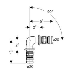 Geberit Mepla Winkel 90 Grad, PVDF, d 20mm... GEBERIT-622271005 4025416678892 (Abb. 1)
