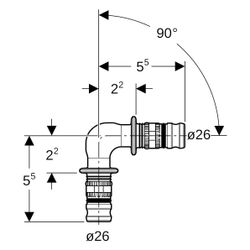 Geberit Mepla Winkel 90 Grad, DN 20, 26mm, PVDF, Schwarz, 623271005... GEBERIT-623271005 4025416678984 (Abb. 1)