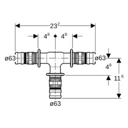 Geberit Mepla T-Stück egal, DN 50, 63mm, PVDF, Schwarz, 627310005... GEBERIT-627310005 4025416680635 (Abb. 1)